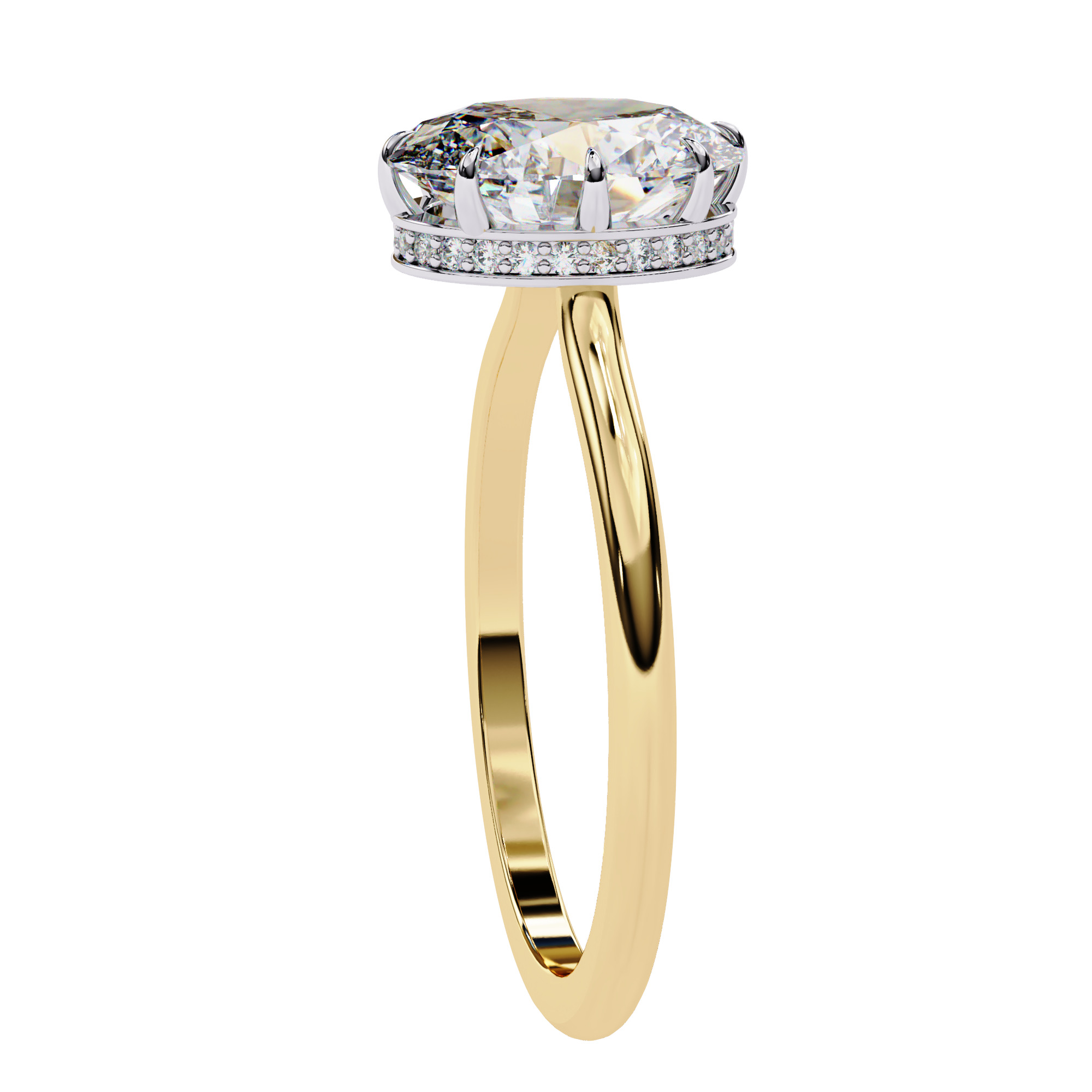 CUSHION DIAMOND RING -CAD-065 3D model_4