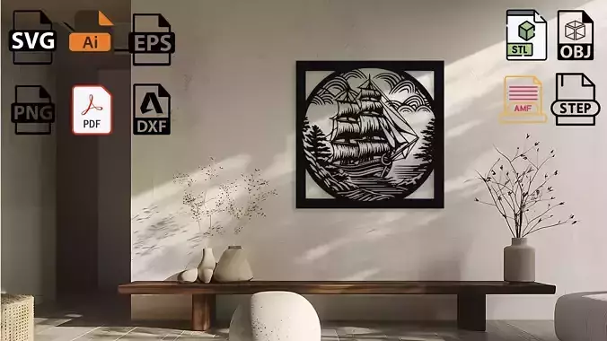 Tall Ship Sailing - Nautical Wall Decor Art 3D print model