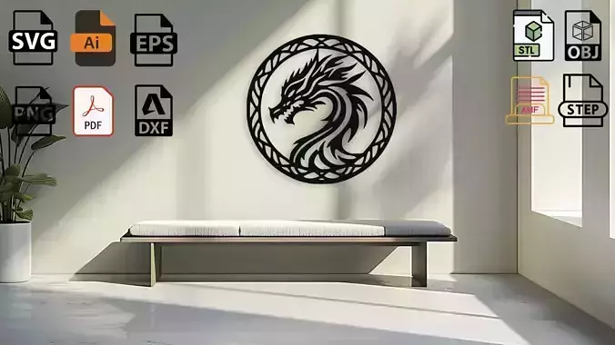 Tribal Dragon Head Medallion Wall Art