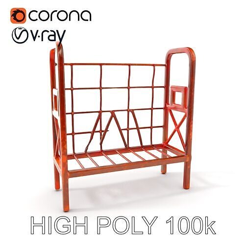 Rustic Metal Magazine Rack D Model Pack Low-poly 3D model