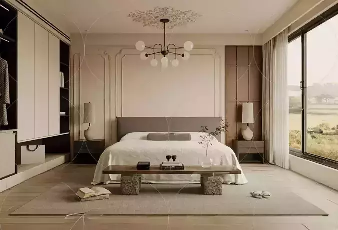 3DS MAX  WABI SABI STYLE 3D BEDROOM 0071
