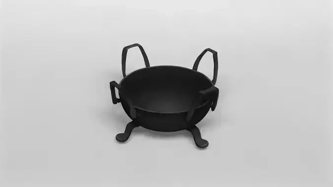 Cast Iron Fire Pit Bowl with Handles and Legs 3D model