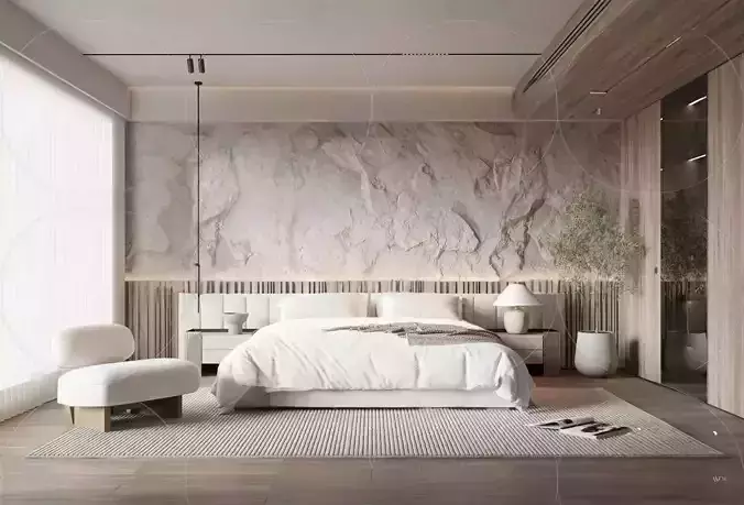 3DS MAX WABI SABI STYLE 3D BEDROOM 0074