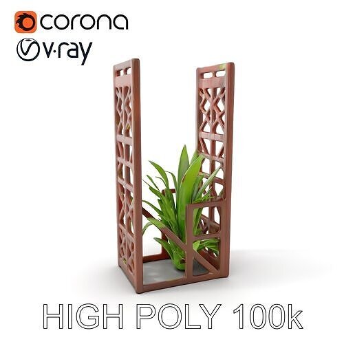 Lattice Planter Model Pack with Decorative Panels Low-poly 3D model
