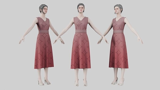 Dress 02 Bazaar Low-poly 3D model