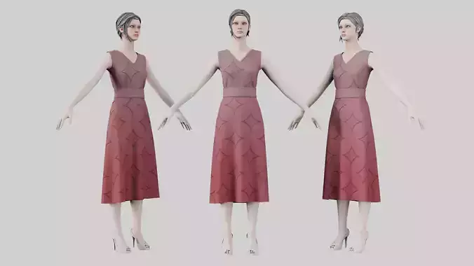 Dress 02 Bazaar Low-poly 3D model