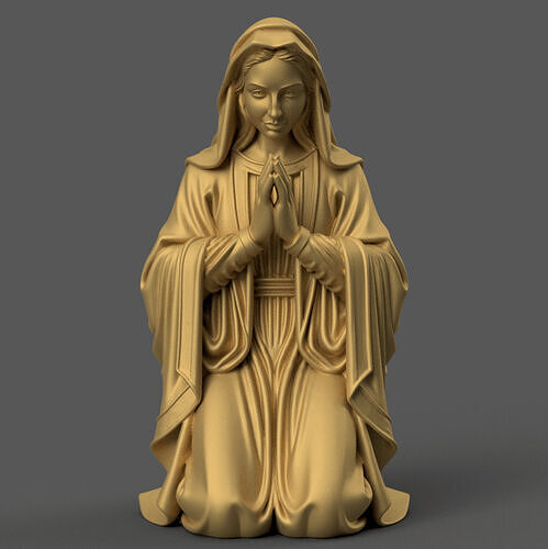 smiling St Virgin Mary Kneeling for Nativity STL File 3D print model