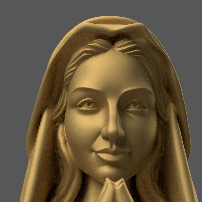 smiling St Virgin Mary Kneeling for Nativity STL File 3D print model_3