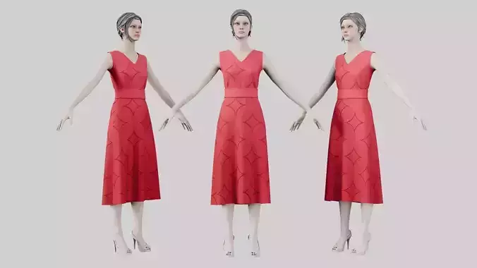 Dress 02 Desire Low-poly 3D model
