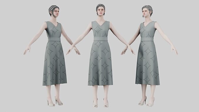 Dress 02 Philippine Gray Low-poly 3D model