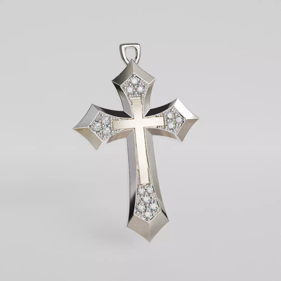 gold silver cross 3D print model_0