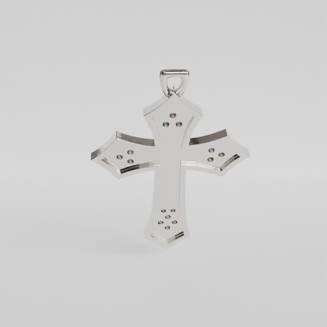 gold silver cross 3D print model_3