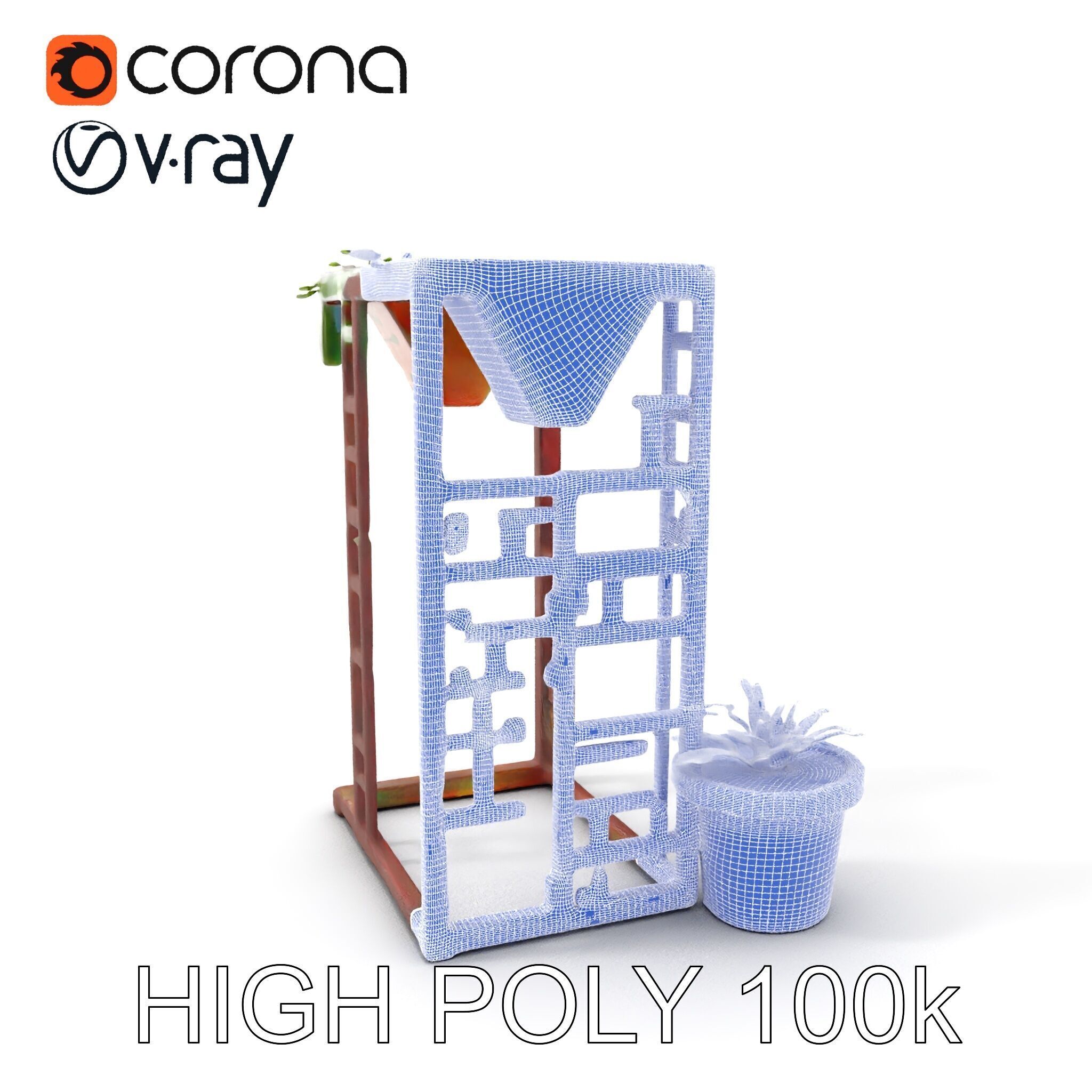 Rustic Metal Plant Stand Model Pack Low-poly 3D model_4