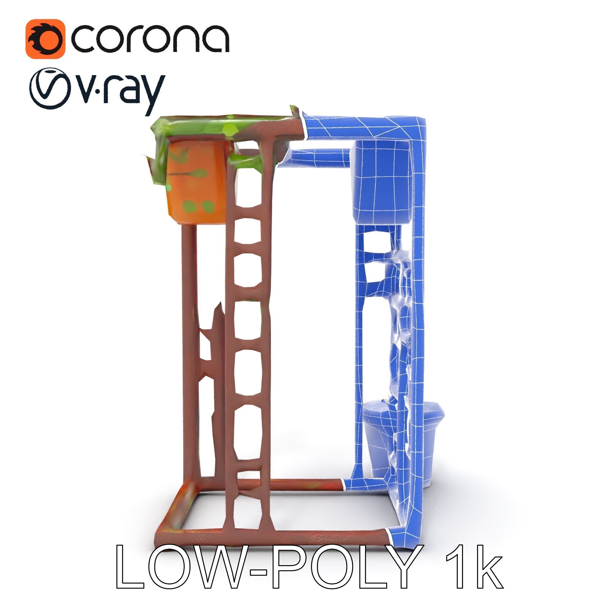 Rustic Metal Plant Stand Model Pack Low-poly 3D model_15