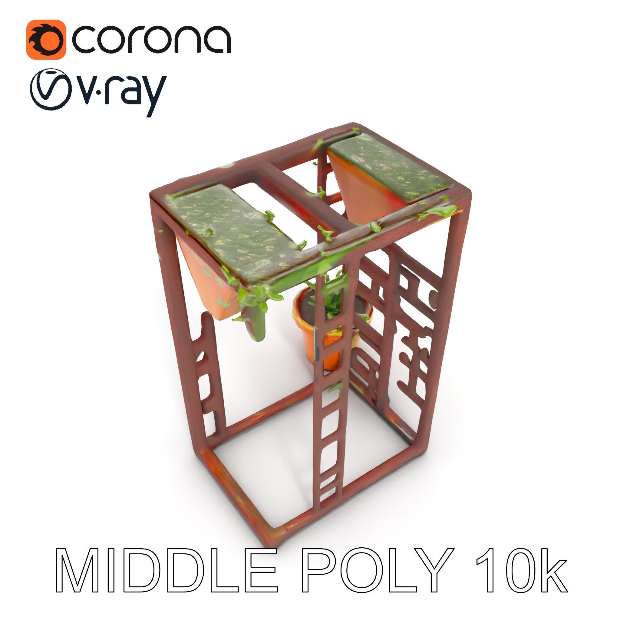 Rustic Metal Plant Stand Model Pack Low-poly 3D model_22