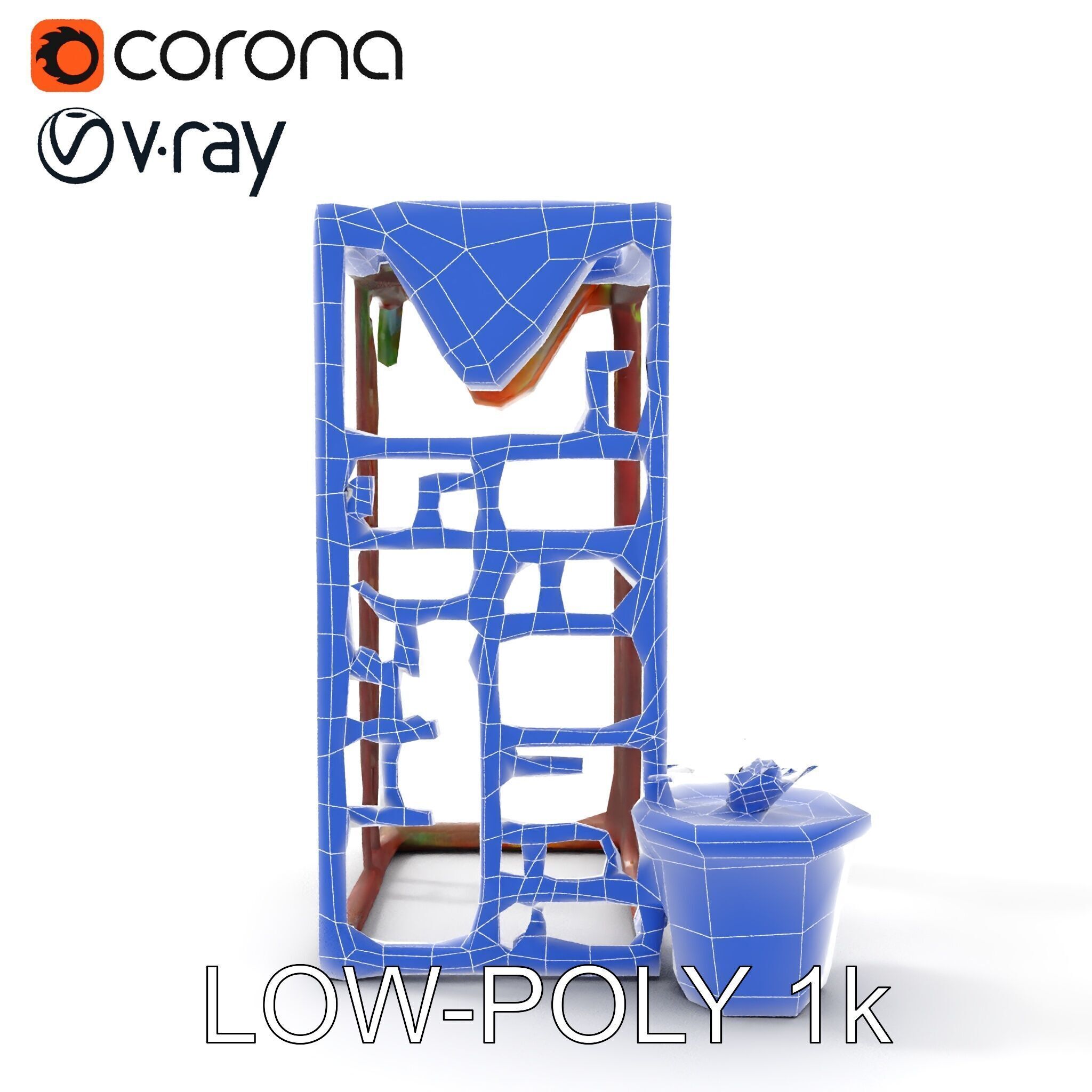 Rustic Metal Plant Stand Model Pack Low-poly 3D model_29