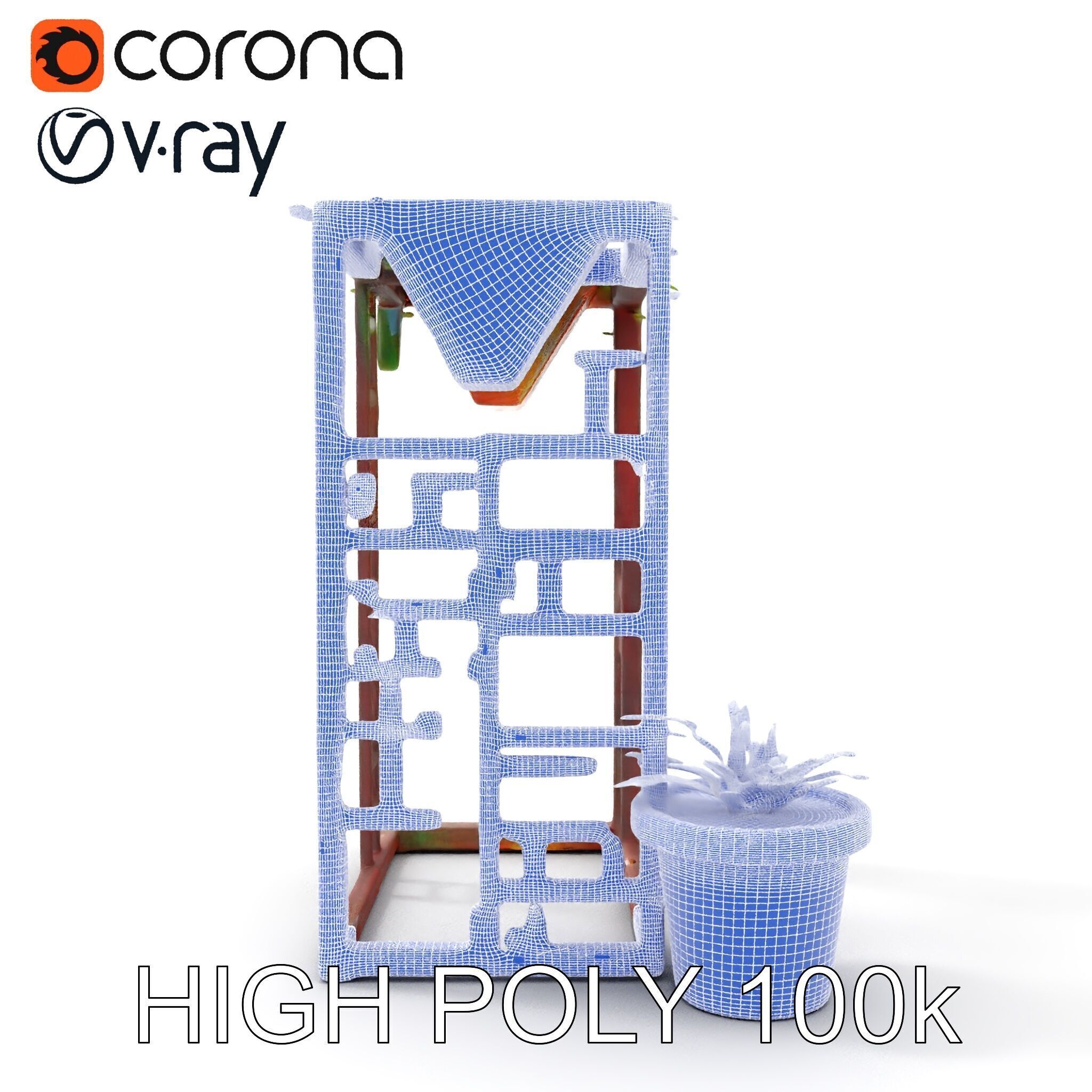 Rustic Metal Plant Stand Model Pack Low-poly 3D model_35