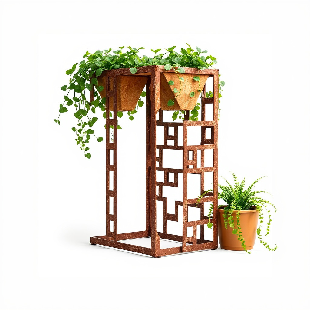Rustic Metal Plant Stand Model Pack Low-poly 3D model_2