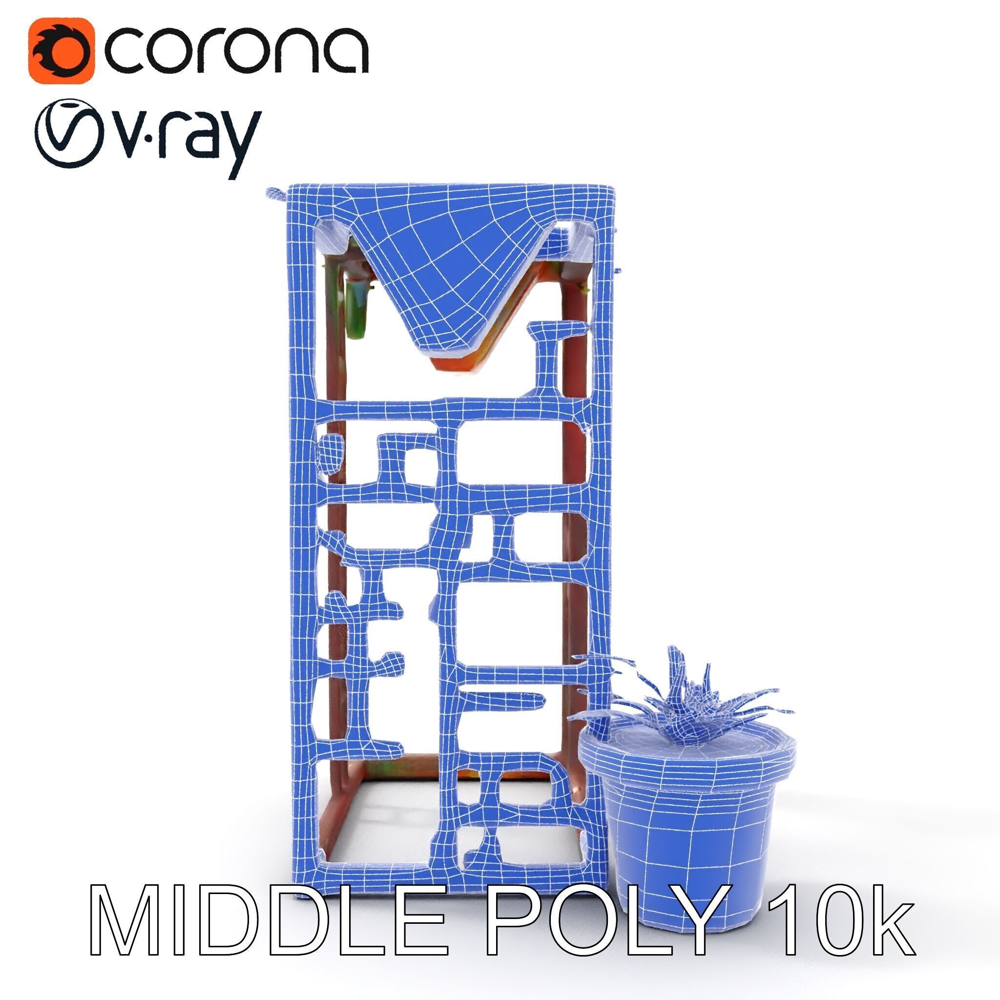 Rustic Metal Plant Stand Model Pack Low-poly 3D model_14