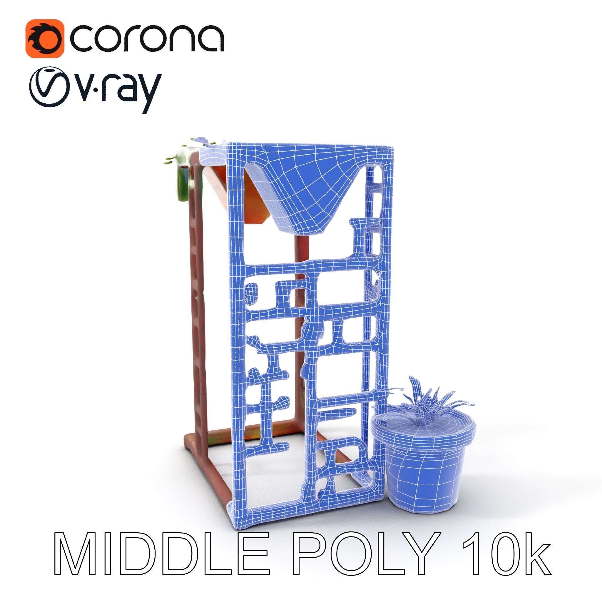 Rustic Metal Plant Stand Model Pack Low-poly 3D model_11