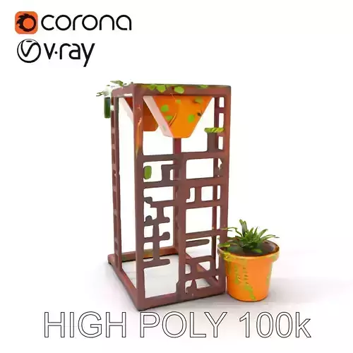 Rustic Metal Plant Stand Model Pack Low-poly 3D model
