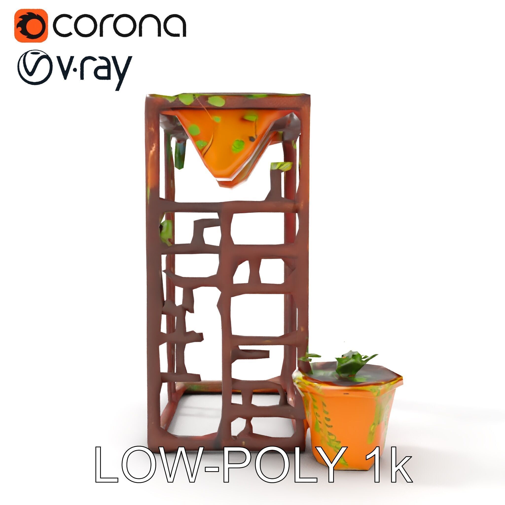 Rustic Metal Plant Stand Model Pack Low-poly 3D model_17