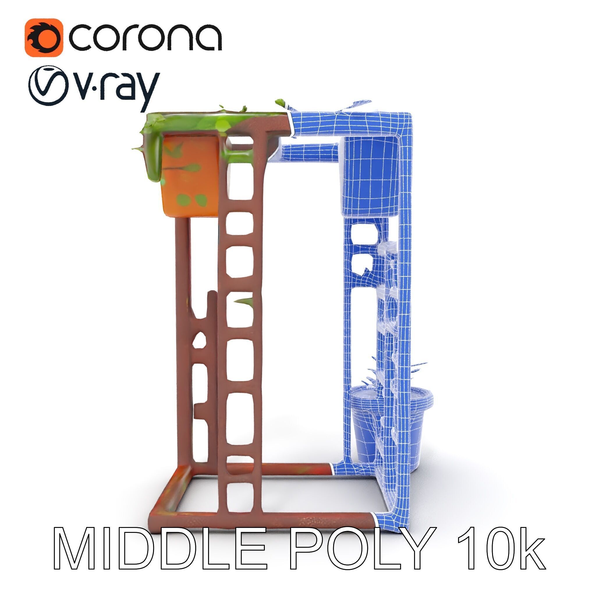 Rustic Metal Plant Stand Model Pack Low-poly 3D model_31