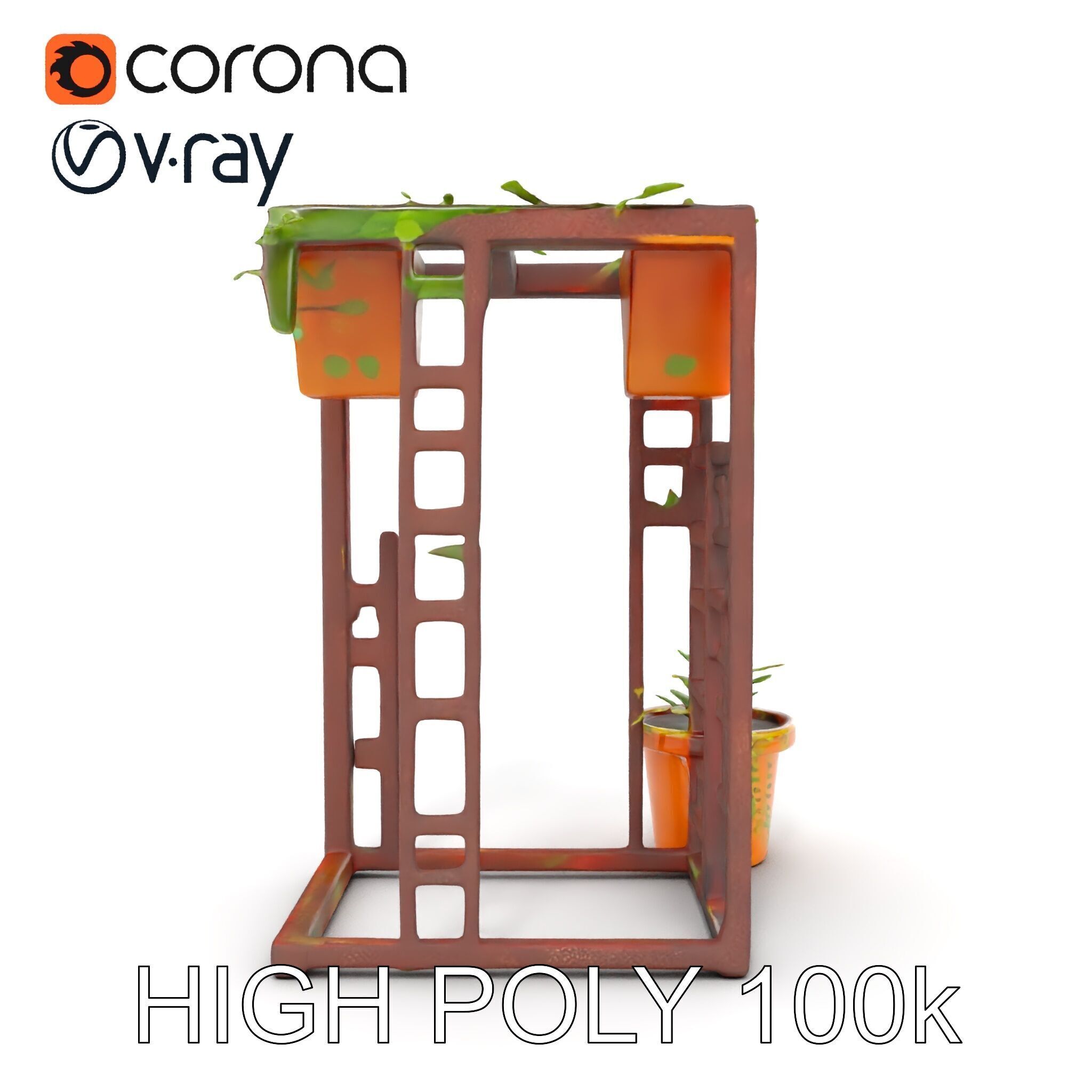 Rustic Metal Plant Stand Model Pack Low-poly 3D model_27