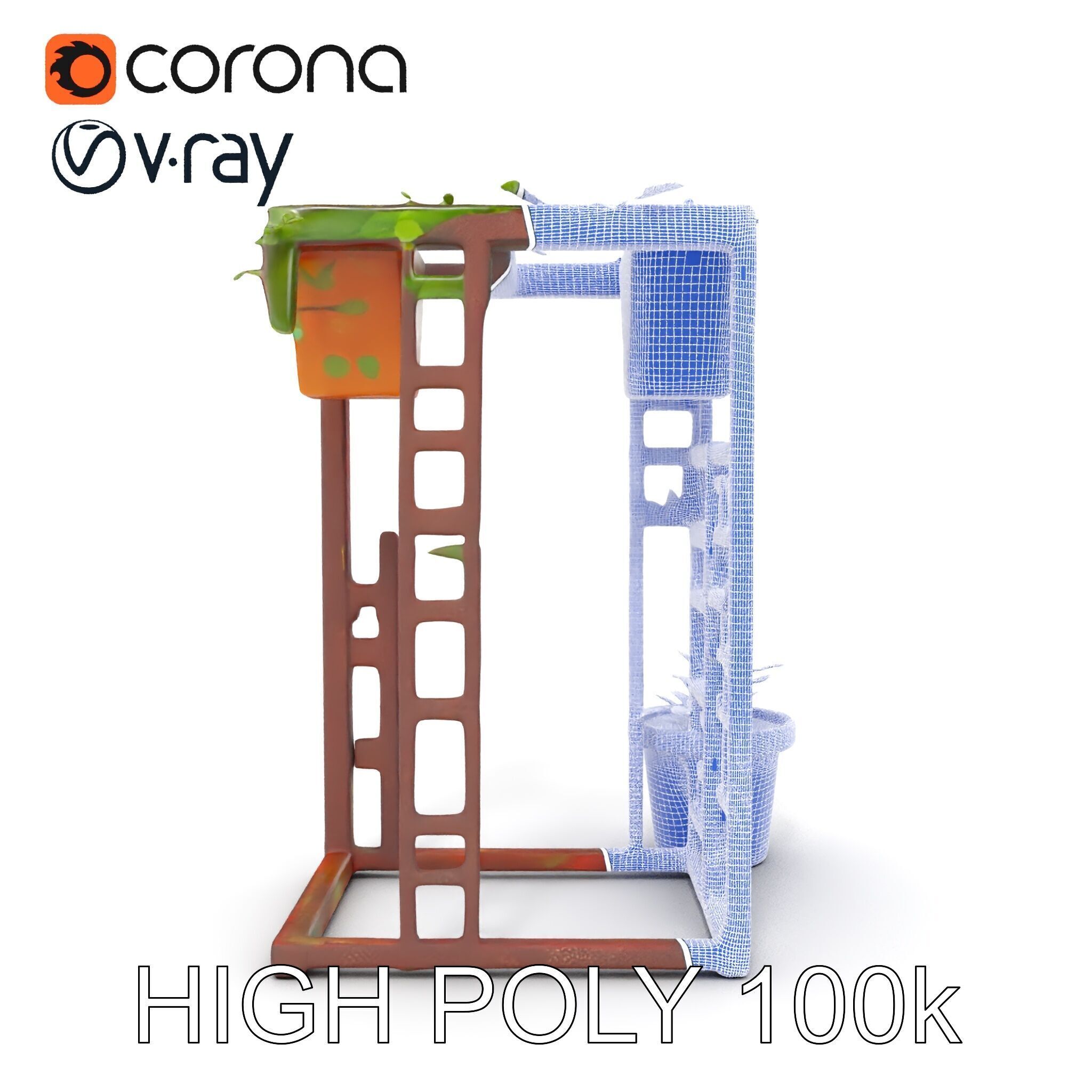 Rustic Metal Plant Stand Model Pack Low-poly 3D model_30