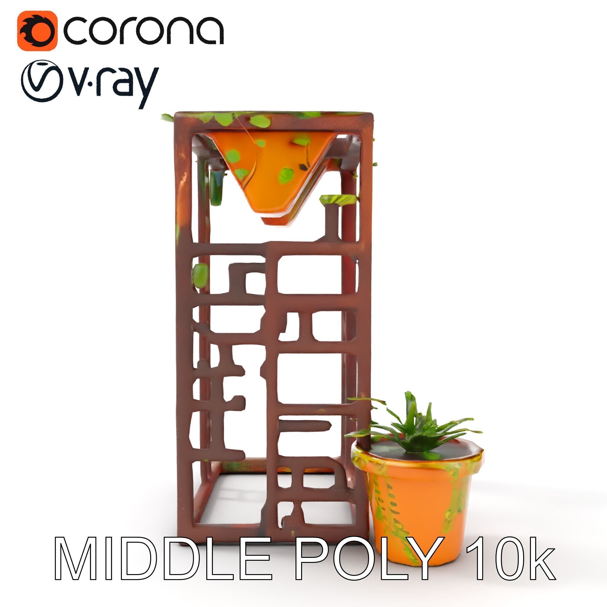 Rustic Metal Plant Stand Model Pack Low-poly 3D model_28