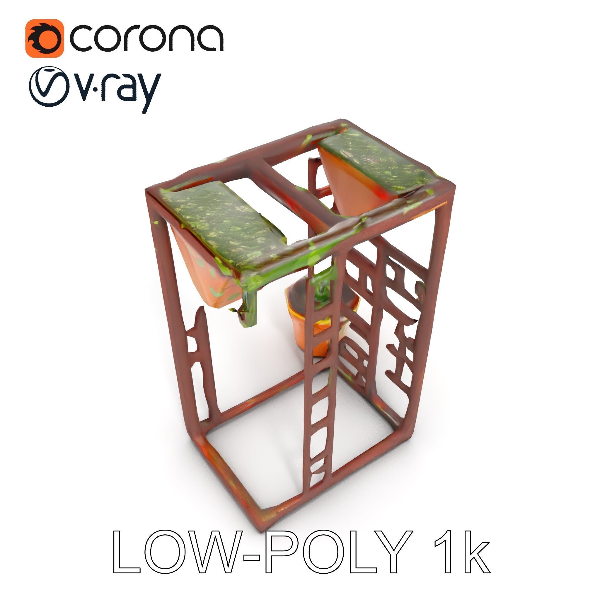 Rustic Metal Plant Stand Model Pack Low-poly 3D model_23