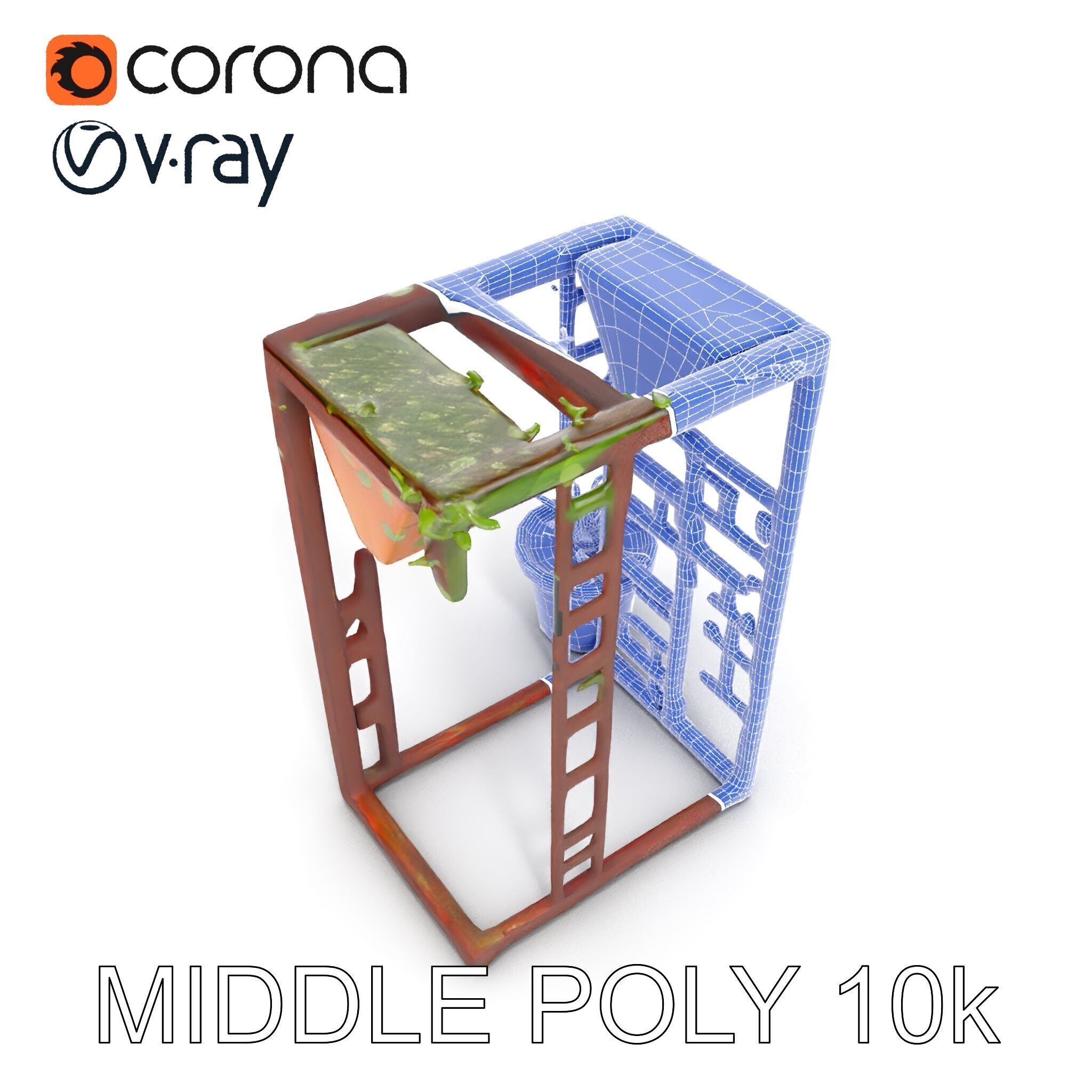 Rustic Metal Plant Stand Model Pack Low-poly 3D model_19