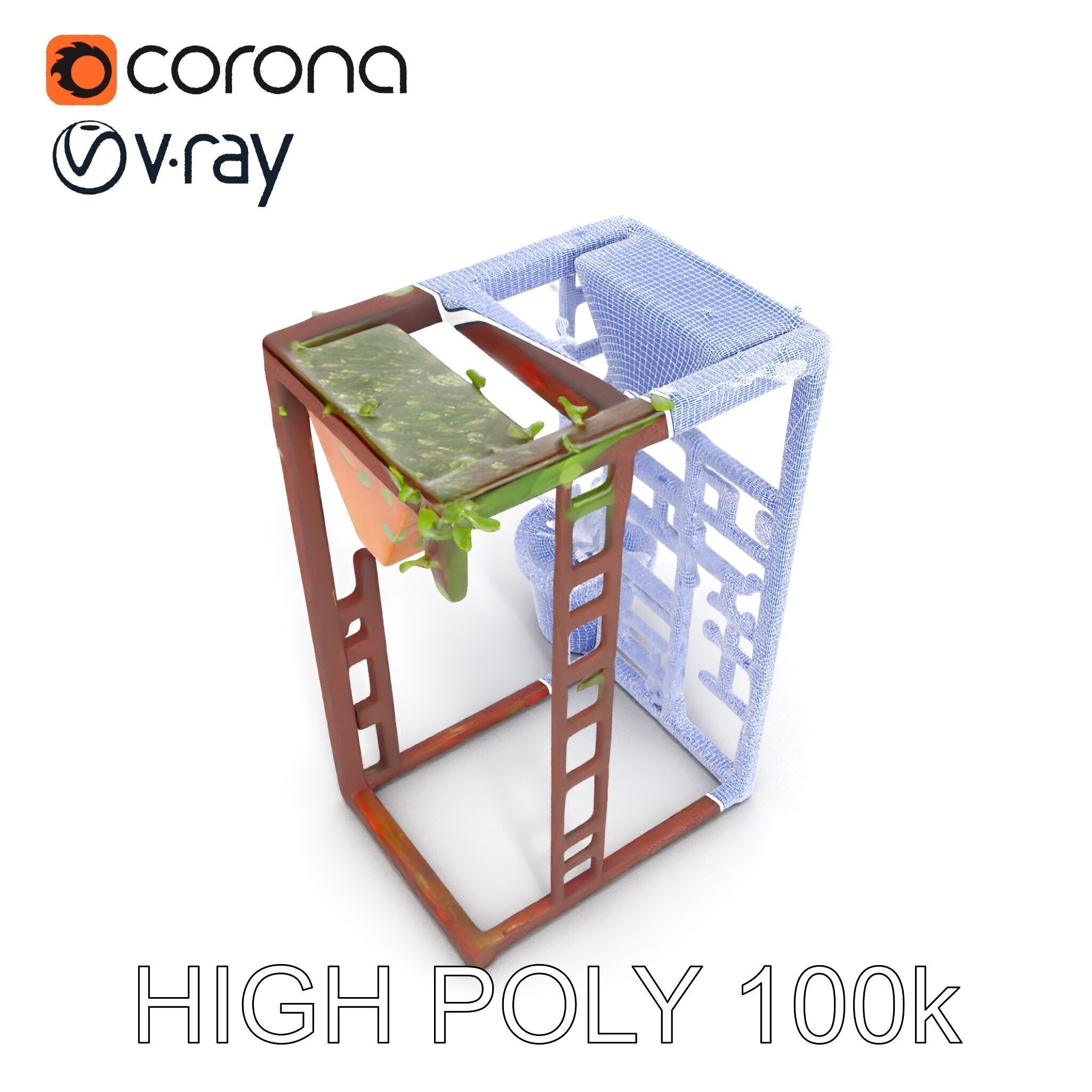 Rustic Metal Plant Stand Model Pack Low-poly 3D model_21