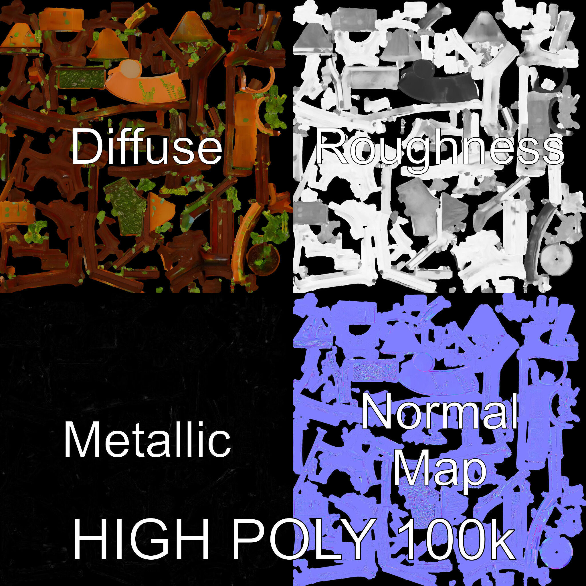 Rustic Metal Plant Stand Model Pack Low-poly 3D model_3