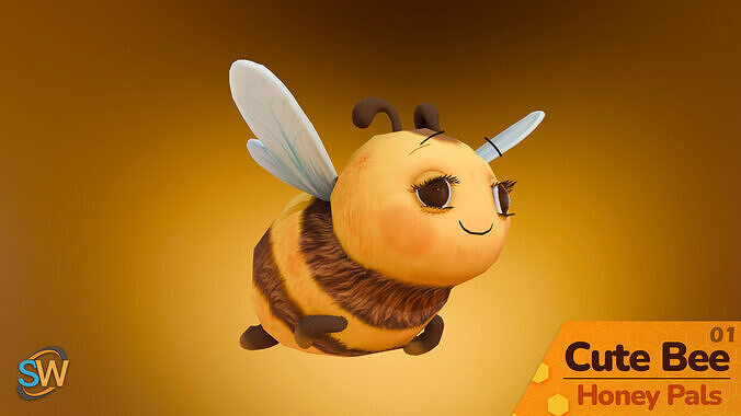 Cute Bee 01 - Honey Pals Low-poly 3D model