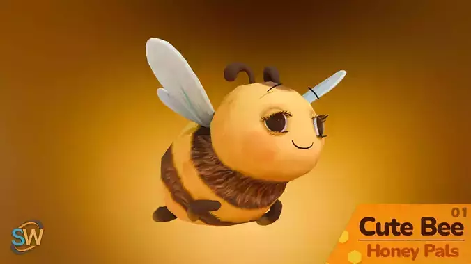 Cute Bee 01 - Honey Pals Low-poly 3D model