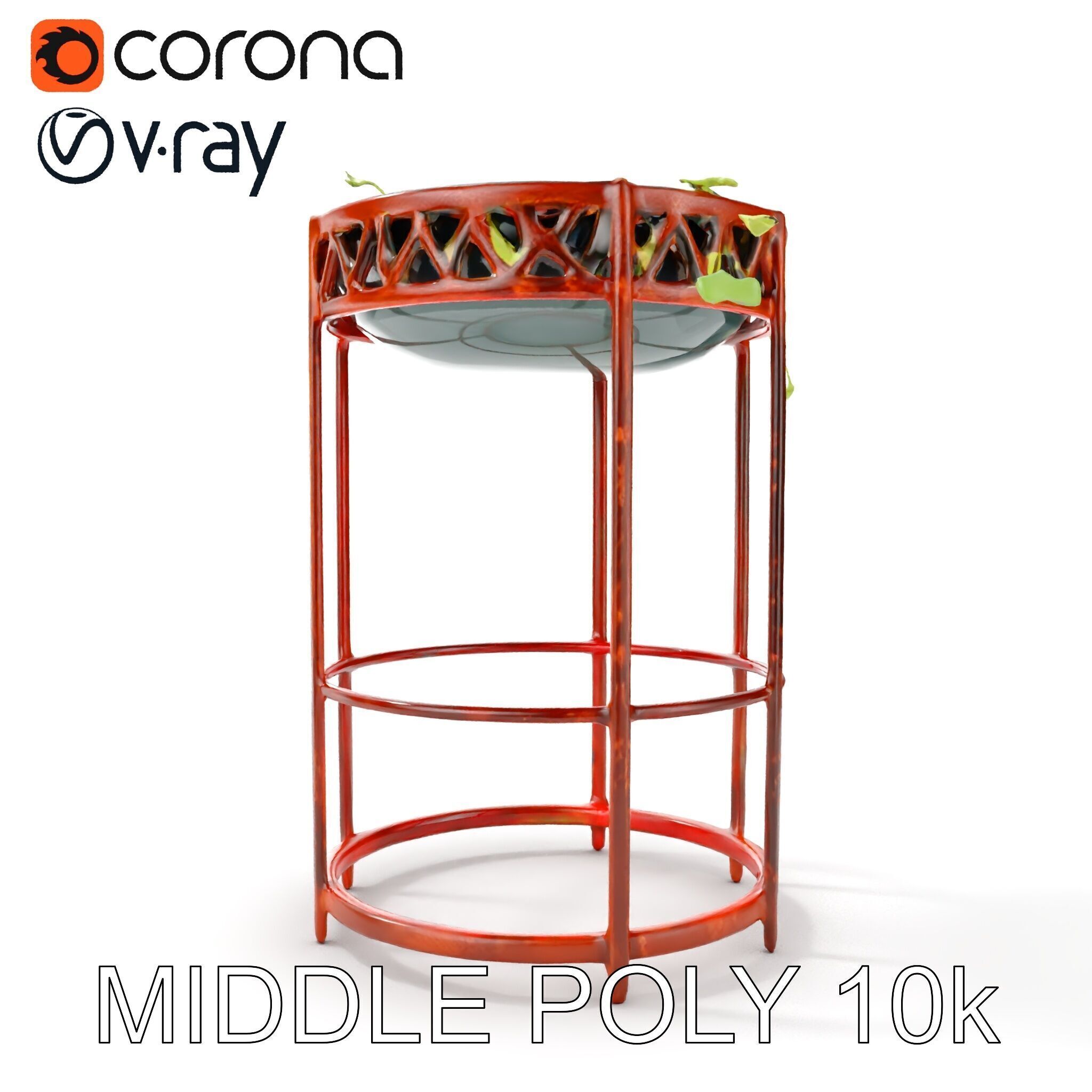 Decorative Plant Stand with Metal Frame Model Pack Low-poly 3D model_14