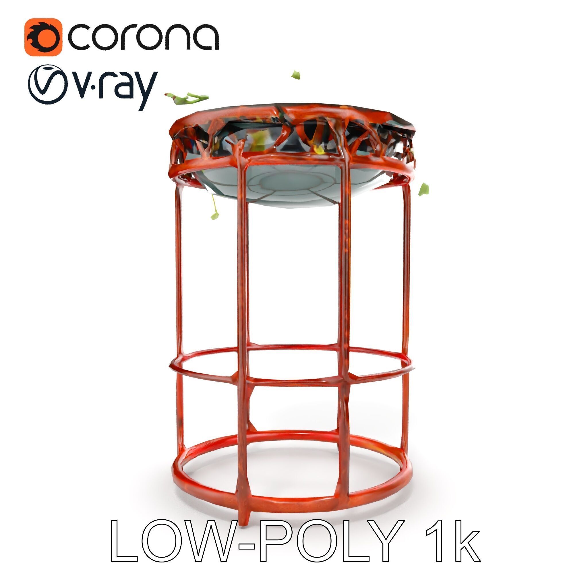 Decorative Plant Stand with Metal Frame Model Pack Low-poly 3D model_26