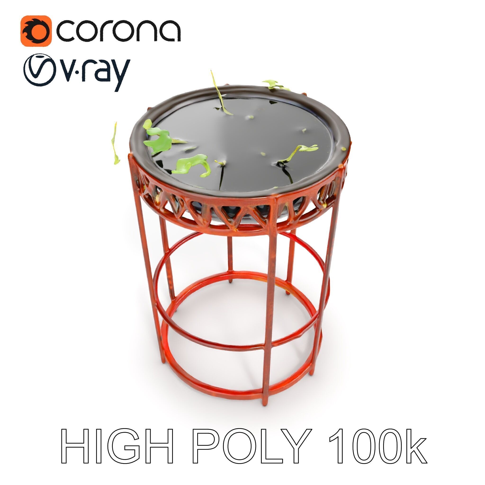 Decorative Plant Stand with Metal Frame Model Pack Low-poly 3D model_10
