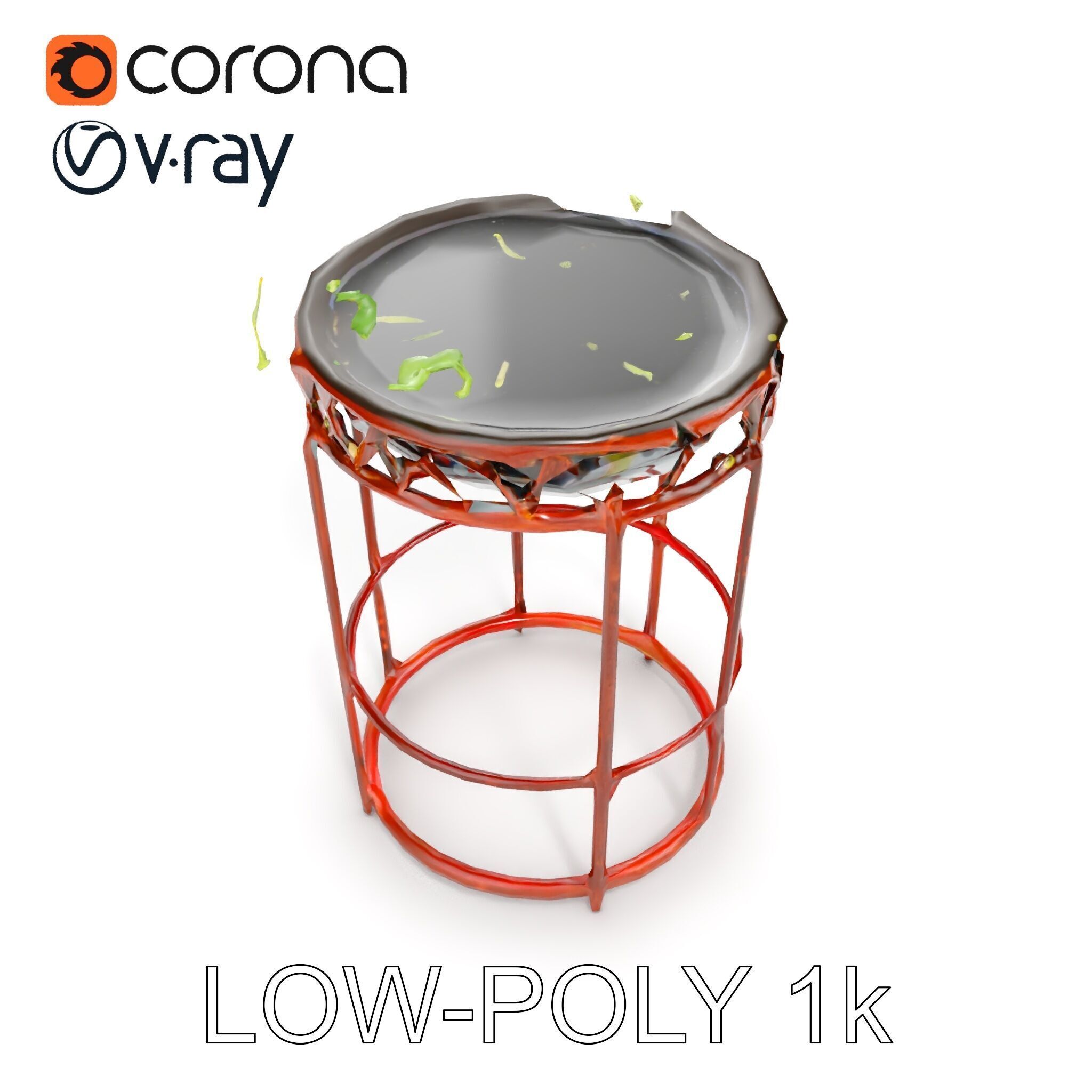 Decorative Plant Stand with Metal Frame Model Pack Low-poly 3D model_7