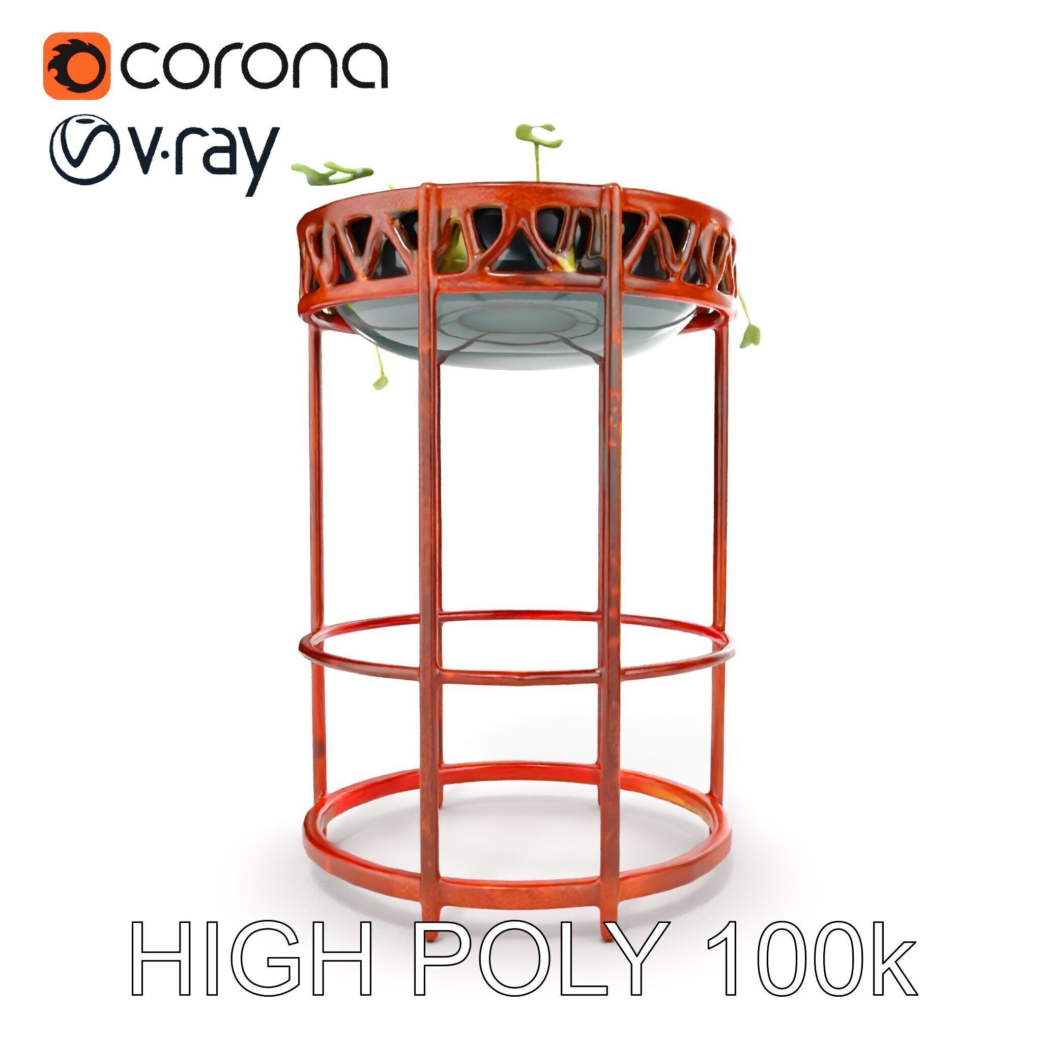 Decorative Plant Stand with Metal Frame Model Pack Low-poly 3D model_16