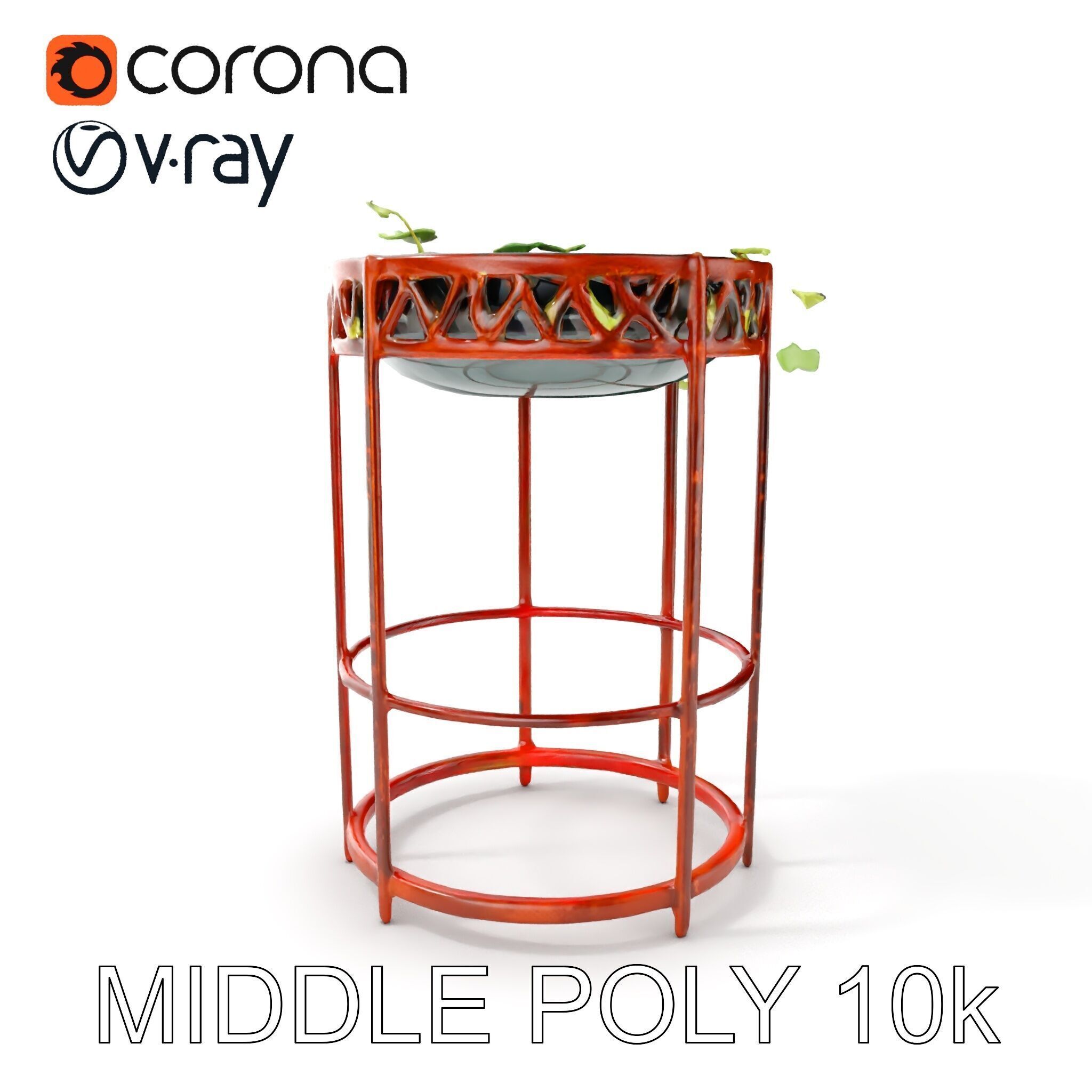 Decorative Plant Stand with Metal Frame Model Pack Low-poly 3D model_11