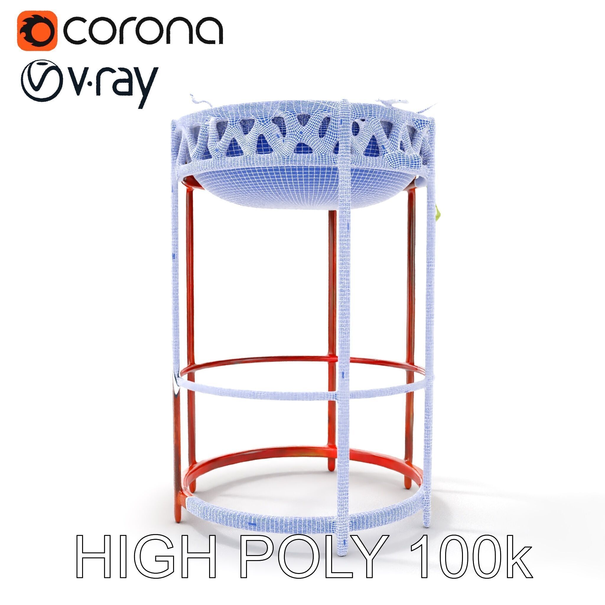 Decorative Plant Stand with Metal Frame Model Pack Low-poly 3D model_29
