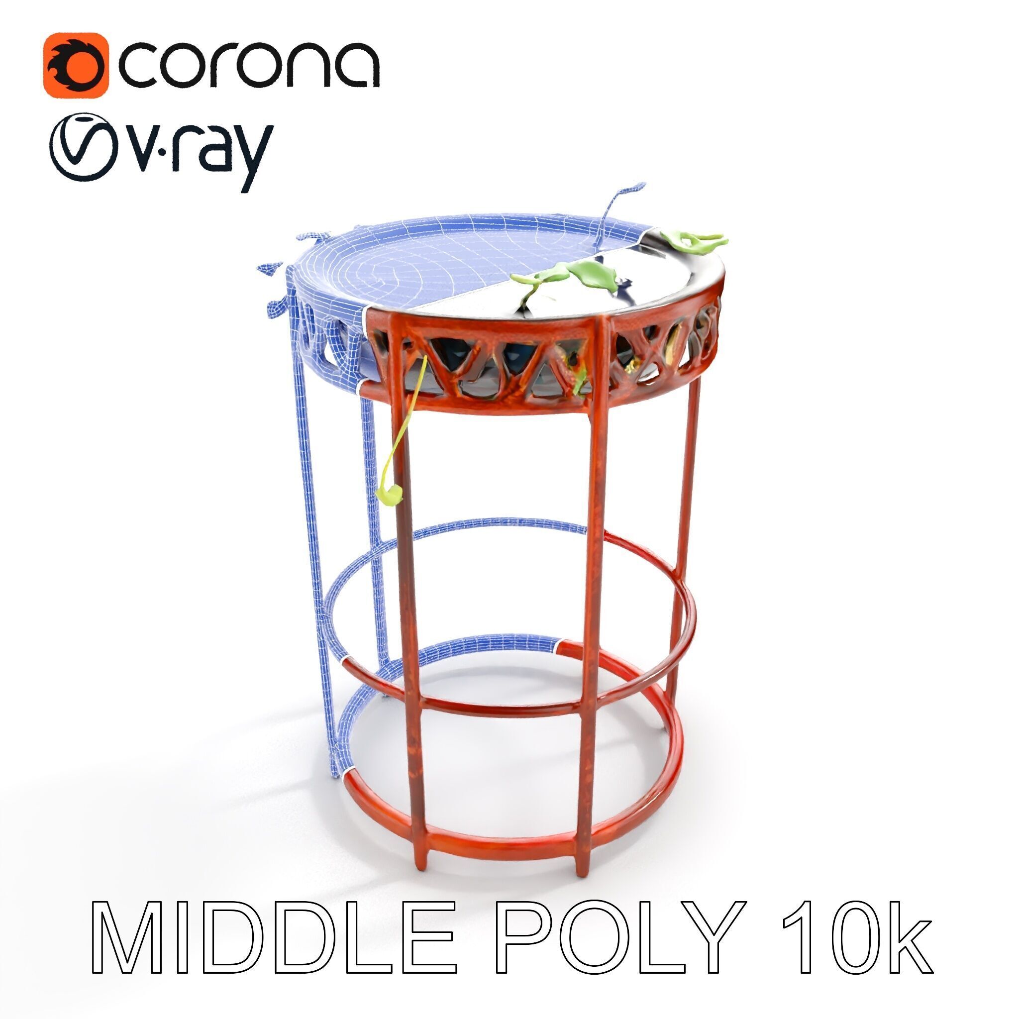 Decorative Plant Stand with Metal Frame Model Pack Low-poly 3D model_27