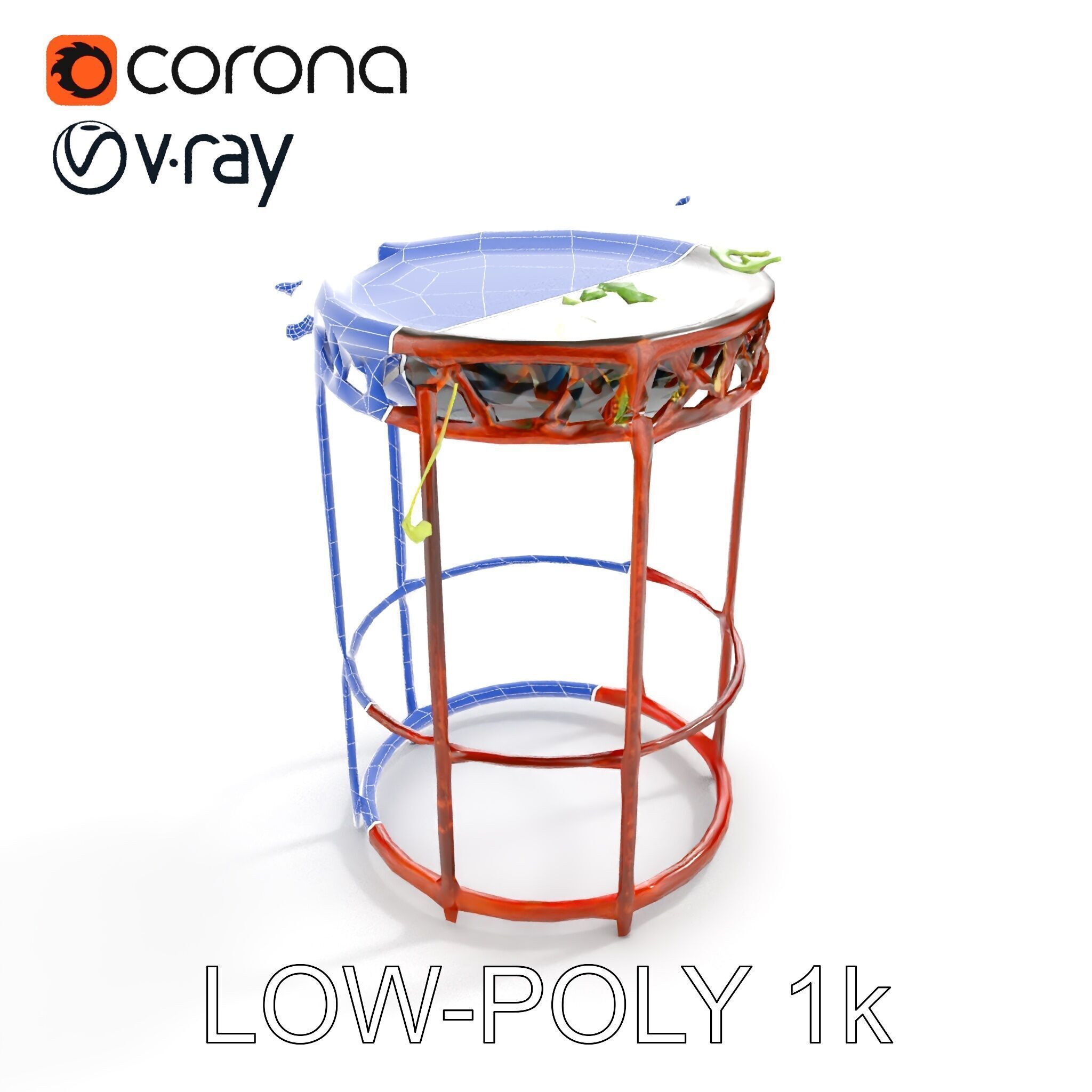 Decorative Plant Stand with Metal Frame Model Pack Low-poly 3D model_31