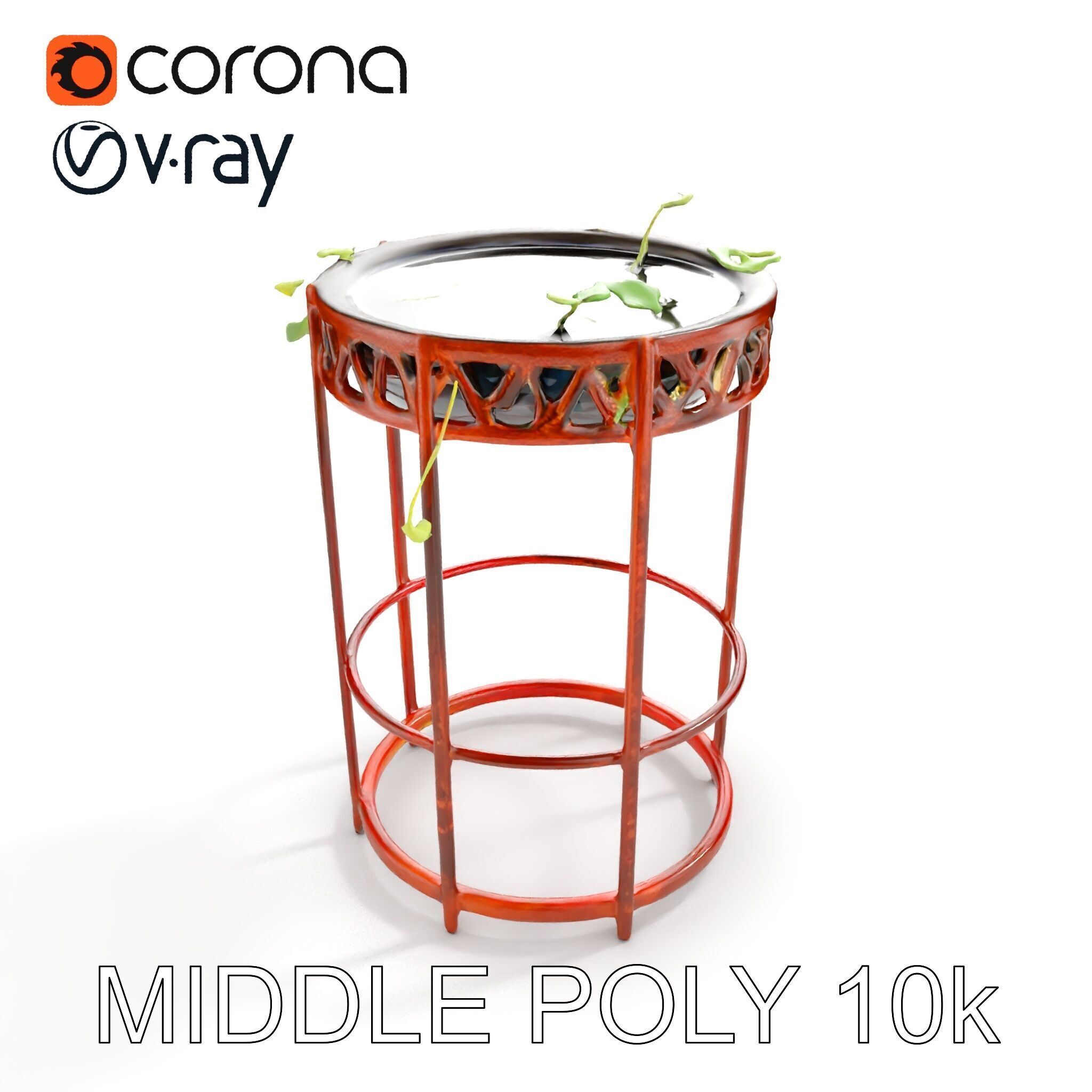 Decorative Plant Stand with Metal Frame Model Pack Low-poly 3D model_6