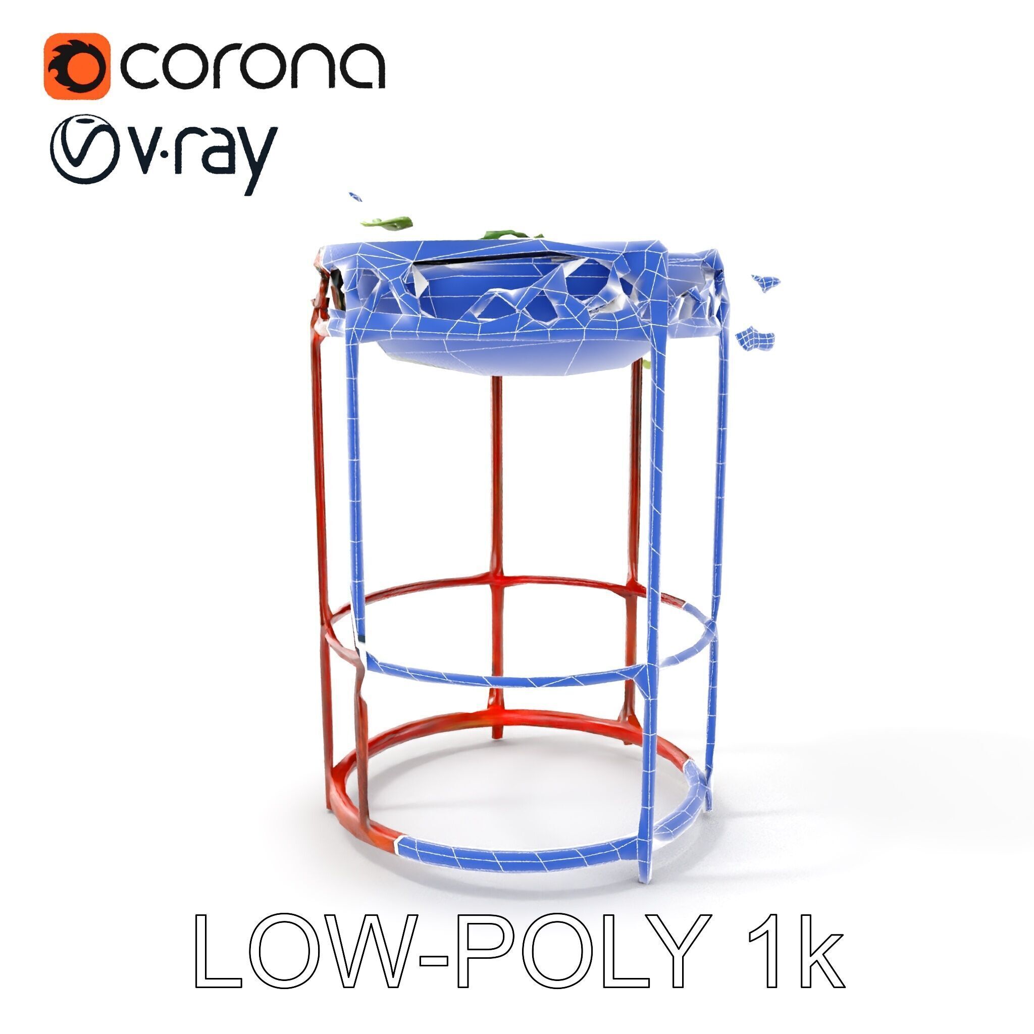 Decorative Plant Stand with Metal Frame Model Pack Low-poly 3D model_21