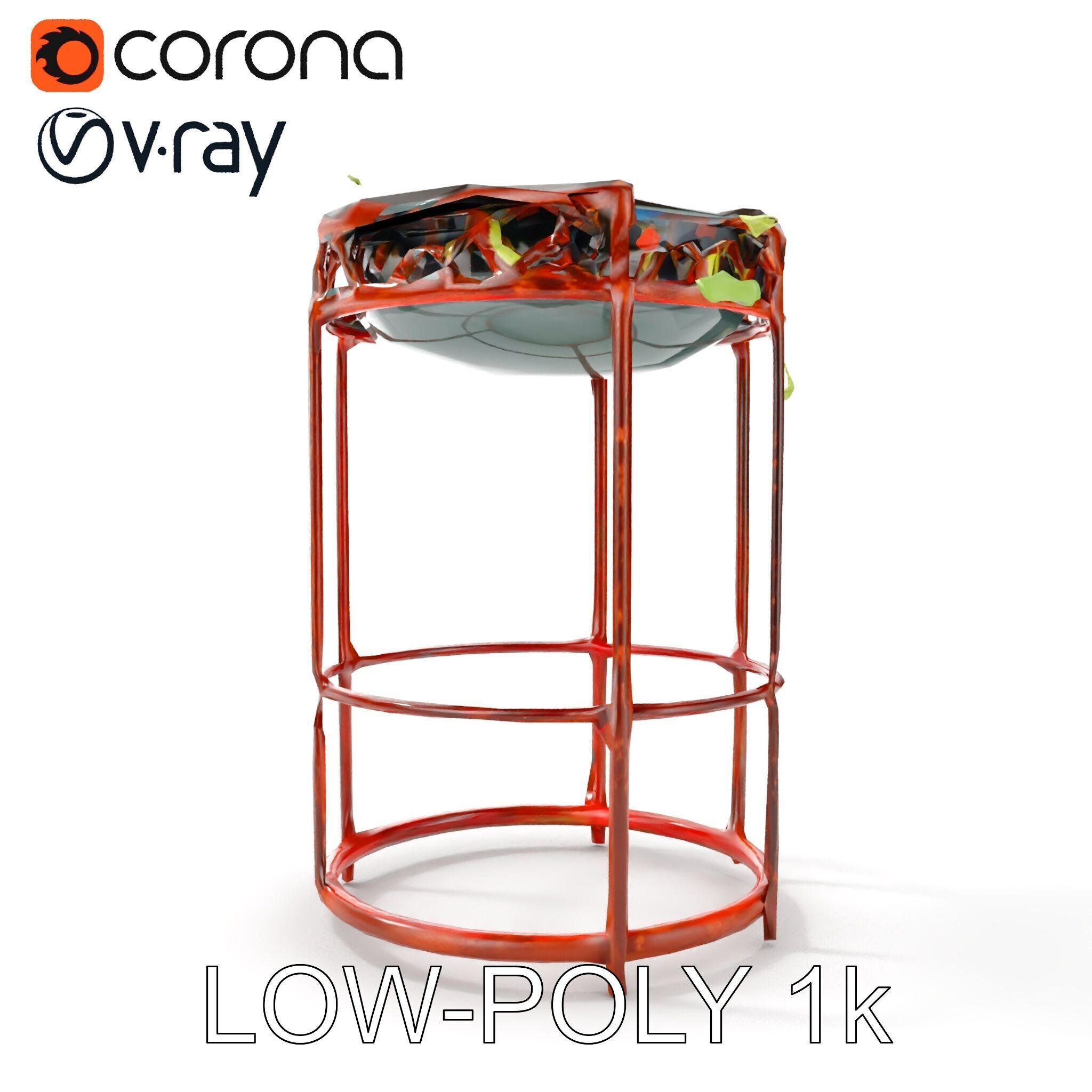Decorative Plant Stand with Metal Frame Model Pack Low-poly 3D model_9