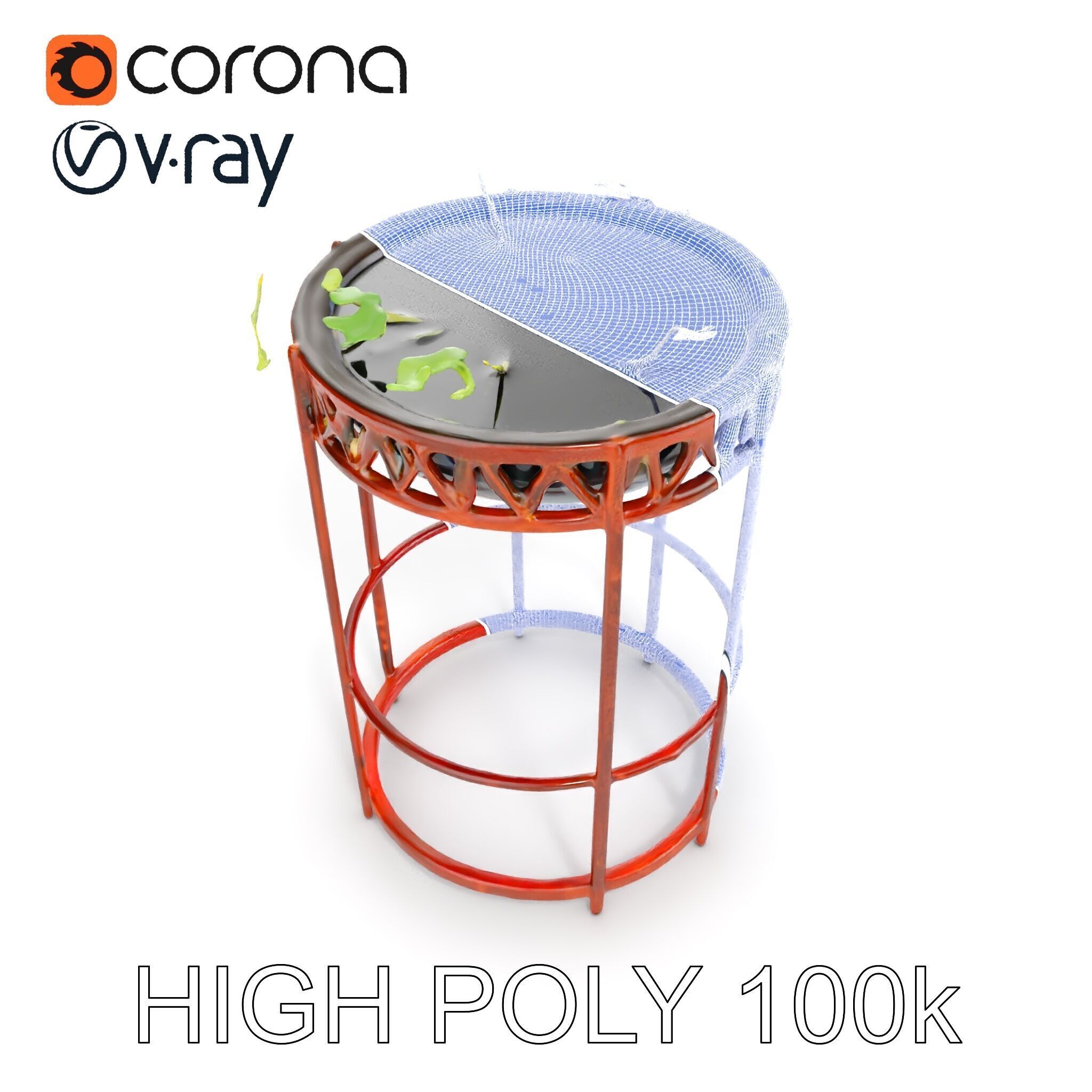 Decorative Plant Stand with Metal Frame Model Pack Low-poly 3D model_32