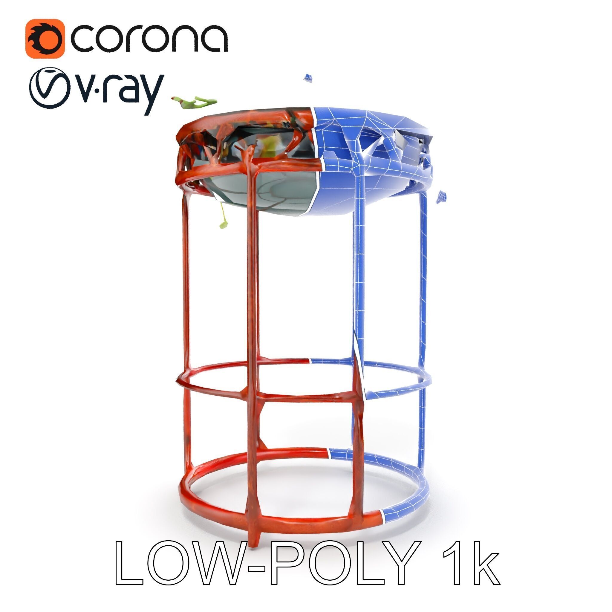 Decorative Plant Stand with Metal Frame Model Pack Low-poly 3D model_18